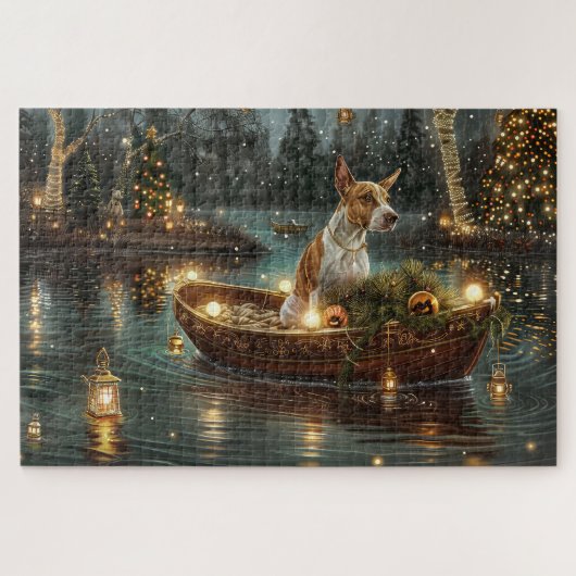 Bull Terrier Weihnachtsreise Puzzle (Horizontal)