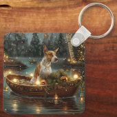 Bull Terrier Weihnachtsreise Schlüsselanhänger (Rückseite)