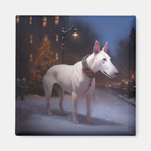 Bull Terrier Weihnachtssaison Magnet (Vorne)