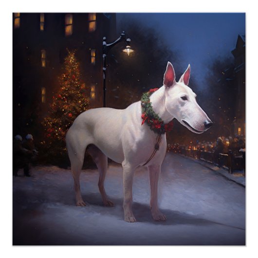 Bull Terrier Weihnachtssaison Poster (Vorderseite)