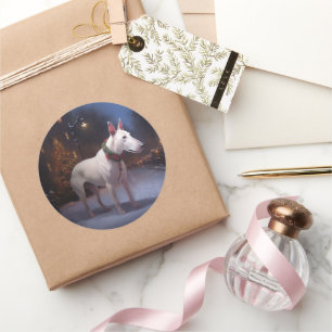 Bull Terrier Weihnachtssaison Runder Aufkleber