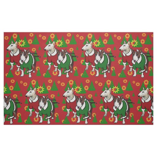 Bull Terrier Weihnachtsstoff Stoff (Fat Quarter (45,7 x 55,9 cm))