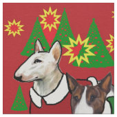 Bull Terrier Weihnachtsstoff Stoff (Nahaufnahme)
