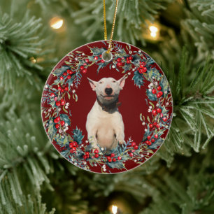 Bull Terrier Welpe 1 Weihnachtsfeier Weihnachten W Keramik Ornament