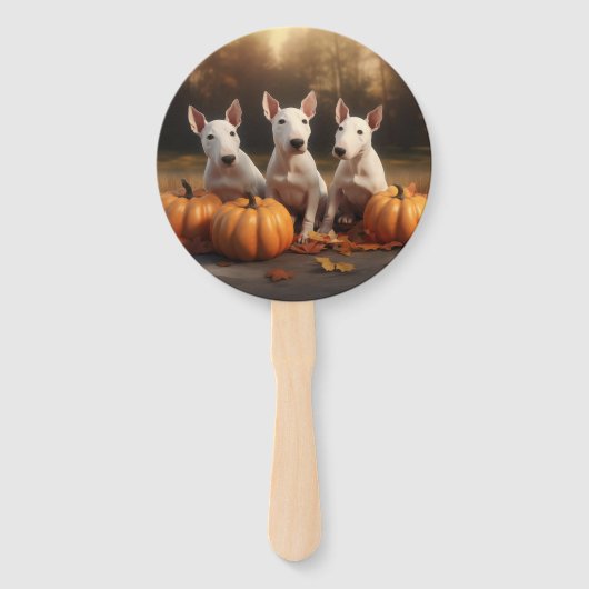 Bull Terrier Welpe Autumn Delight Pumpkin Fächer (Rückseite)