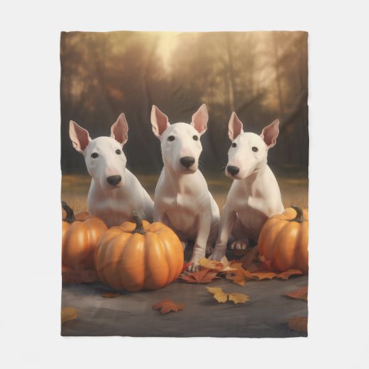 Bull Terrier Welpe Autumn Delight Pumpkin Fleecedecke (Vorderseite)