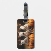 Bull Terrier Welpe Autumn Delight Pumpkin Gepäckanhänger (Rückseite vertikal)