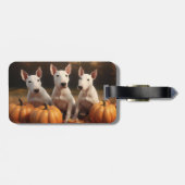 Bull Terrier Welpe Autumn Delight Pumpkin Gepäckanhänger (Rückseite horizontal)