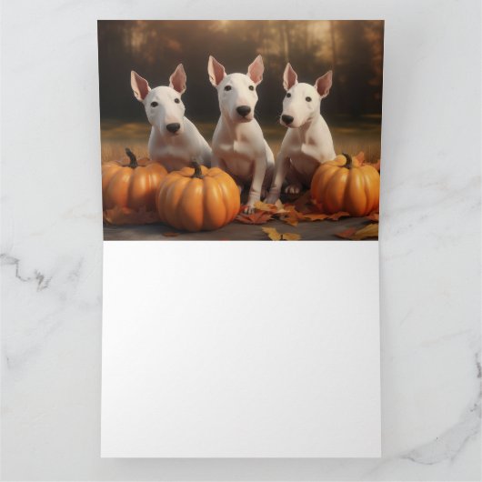 Bull Terrier Welpe Autumn Delight Pumpkin Karte (Innenseite)