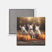 Bull Terrier Welpe Autumn Delight Pumpkin Magnet (Vorderseite/Rückseite)