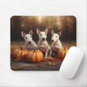 Bull Terrier Welpe Autumn Delight Pumpkin Mousepad (Mit Mouse)