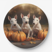 Bull Terrier Welpe Autumn Delight Pumpkin Pappteller (Vorderseite)