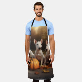 Bull Terrier Welpe Autumn Delight Pumpkin Schürze (Getragen)
