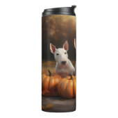 Bull Terrier Welpe Autumn Delight Pumpkin Thermosbecher (Nach links gedreht)
