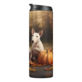 Bull Terrier Welpe Autumn Delight Pumpkin Thermosbecher (Nach rechts gedreht)
