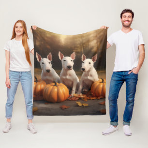 Bull Terrier Welpe Herbstfreude Kürbis Fleecedecke
