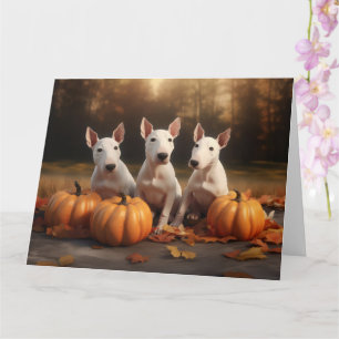Bull Terrier Welpe Herbstfreude Kürbis Karte