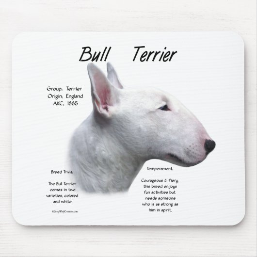 Bull Terrier (wht) History Design Mousepad (Vorne)