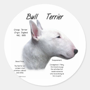 Bull Terrier (wht) History Design Runder Aufkleber
