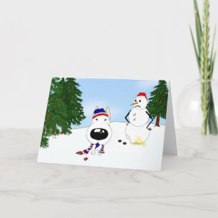 Bull Terrier Winterlandschaft Feiertagskarte