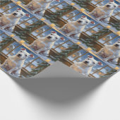 Bull Terrier with Christmas Lights Holiday Geschenkpapier (Ecke)