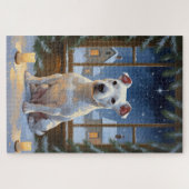 Bull Terrier with Christmas Lights Holiday Puzzle (Horizontal)