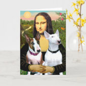 Bull Terriers (Two) - Mona Lisa Karte (Gelbe Blume)