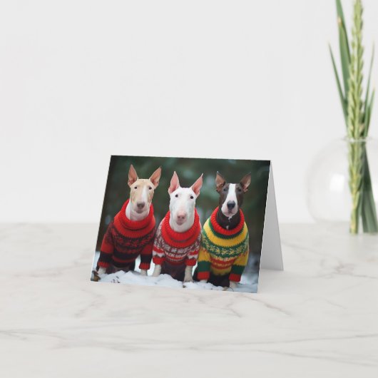 Bull Terriers Weihnachtskarte Karte (Vorderseite)