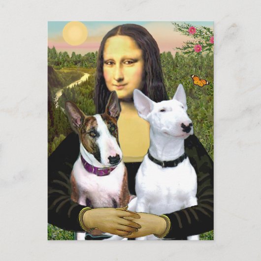 Bull Terriers (Zwei) - Mona Lisa Postkarte (Vorderseite)