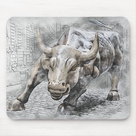 Bull Toro Market Mercado Stock Money Dinero Gold Mousepad (Vorne)