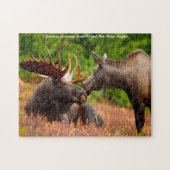 Bull und Kuh Elch Alaska. Weihnachtsgrüße Puzzle (Horizontal)