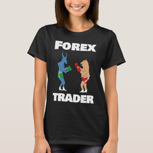 Bull vs Bear Forex Trader Illustration Forex T-Shirt (Vorderseite)