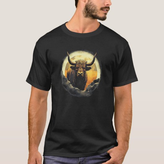 Bull With Full Moon - Full Moon Bull T-Shirt (Vorderseite)