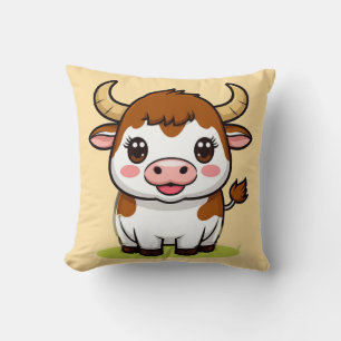 Bull-Zeichen des niedlichen Cartoon mit adorable E Kissen