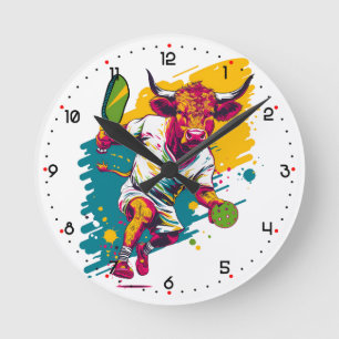 Bullcourt-Rampage-Pickleball  Runde Wanduhr