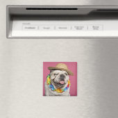 Bulldog (18 Monate alt) mit Strohhalm Magnet (In Situ (Geschirrspüler))