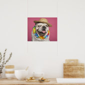 Bulldog (18 Monate alt) mit Strohhalm Poster (Küche)