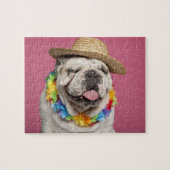 Bulldog (18 Monate alt) mit Strohhalm Puzzle (Horizontal)
