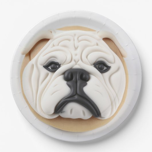 Bulldog 3D Inspiriert Pappteller (Vorderseite)