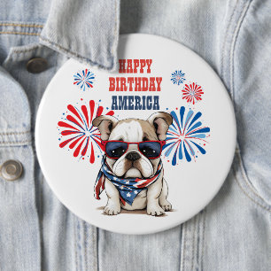 Bulldog 4. Juli Alles Gute zum Geburtstag Amerika Button
