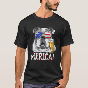 Bulldog 4. Juli Merica Männer Frauen USA T-Shirt