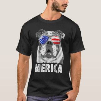 Bulldog 4. Juli Merica Men Usa Flagge T-Shirt