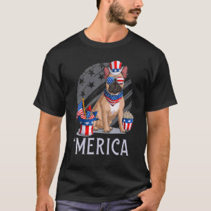 Bulldog 4. Juli Merica Uncle Sam Usa T-Shirt