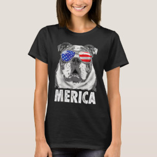 Bulldog 4. Juli Merica USA Flagge T-Shirt