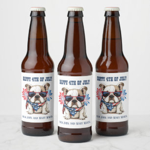 Bulldog 4. Juli Unabhängigkeitstag Rotes Blau Bierflaschenetikett