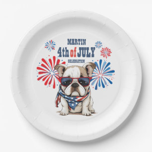 Bulldog 4. Juli Unabhängigkeitstag Rotes Blau Pappteller