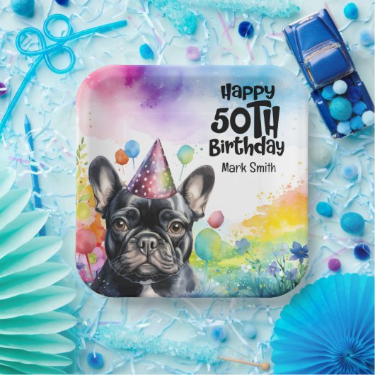 Bulldog 50. Geburtstagsparty Pappteller (Party)