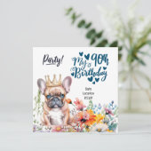 Bulldog 90. Geburtstagsparty Einladung (Stehend Vorderseite)