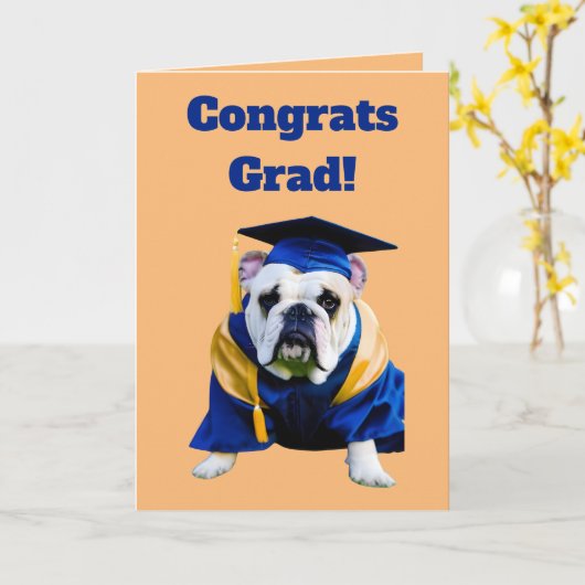 Bulldog-Abschluss Karte (Gelbe Blume)