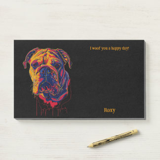 Bulldog Abstrakt Art Hund Name Post-it Klebezettel